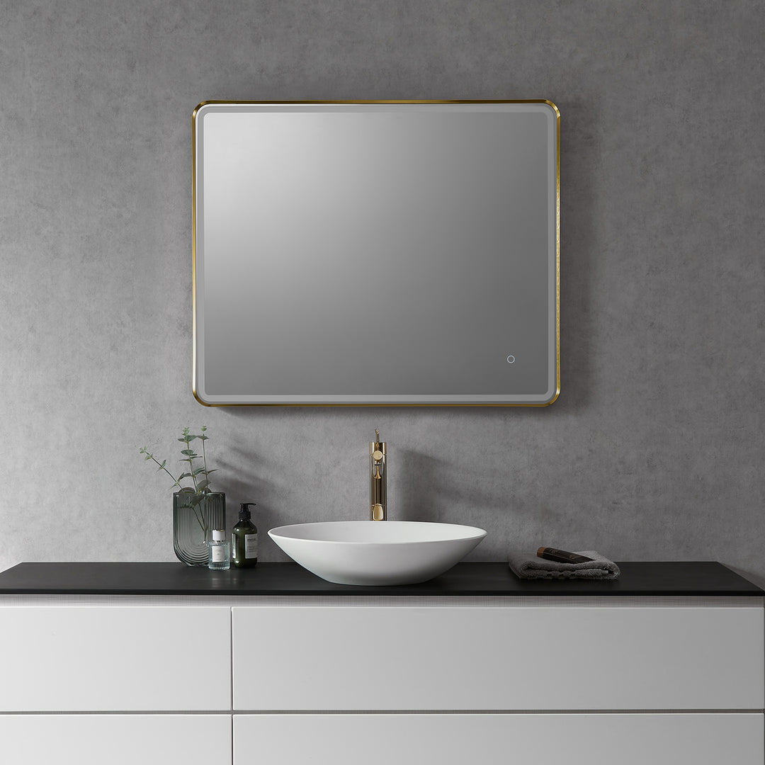 Viaggi Rectangle Framed in Modern Bathroom/Vanity LED Lighted Wall Mirror