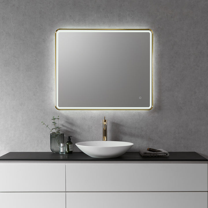 Viaggi Rectangle Framed in Modern Bathroom/Vanity LED Lighted Wall Mirror