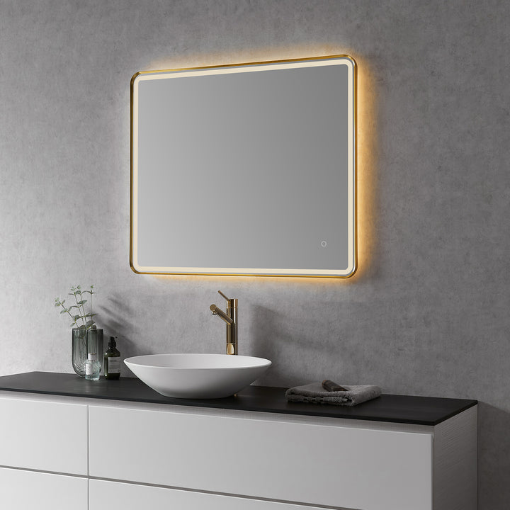 Viaggi Rectangle Framed in Modern Bathroom/Vanity LED Lighted Wall Mirror