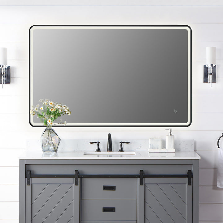 Viaggi Rectangle Framed in Modern Bathroom/Vanity LED Lighted Wall Mirror
