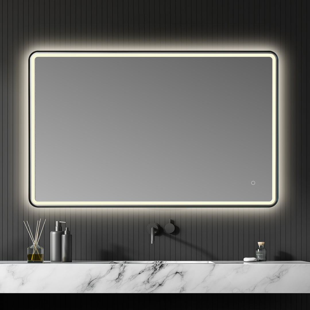 Viaggi Rectangle Framed in Modern Bathroom/Vanity LED Lighted Wall Mirror