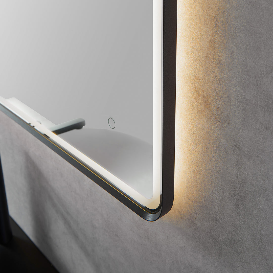 Viaggi Rectangle Framed in Modern Bathroom/Vanity LED Lighted Wall Mirror