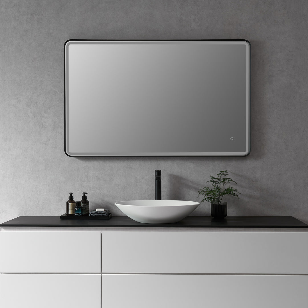 Viaggi Rectangle Framed in Modern Bathroom/Vanity LED Lighted Wall Mirror