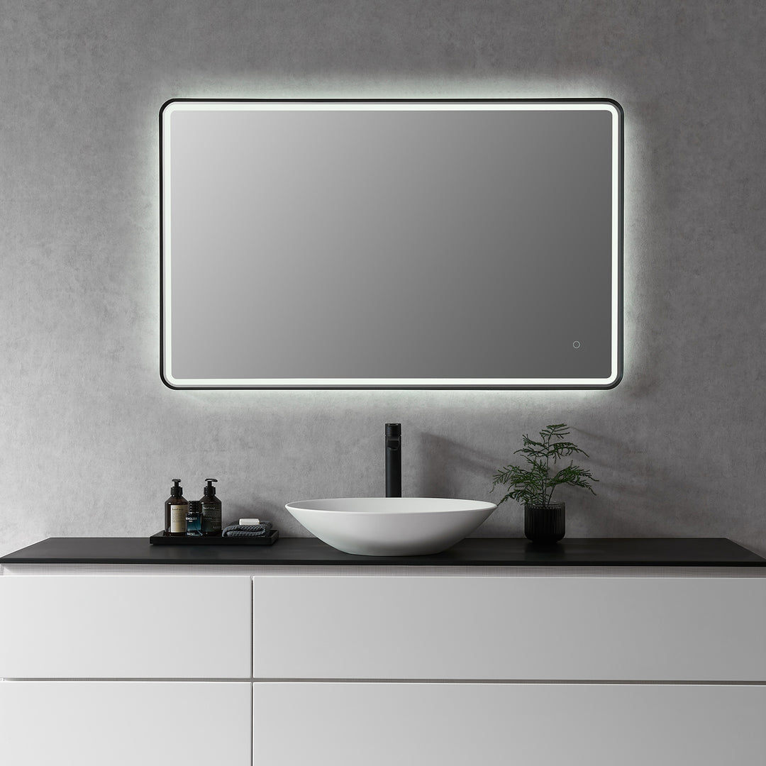 Viaggi Rectangle Framed in Modern Bathroom/Vanity LED Lighted Wall Mirror