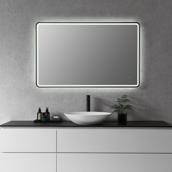 Viaggi Rectangle Framed in Modern Bathroom/Vanity LED Lighted Wall Mirror