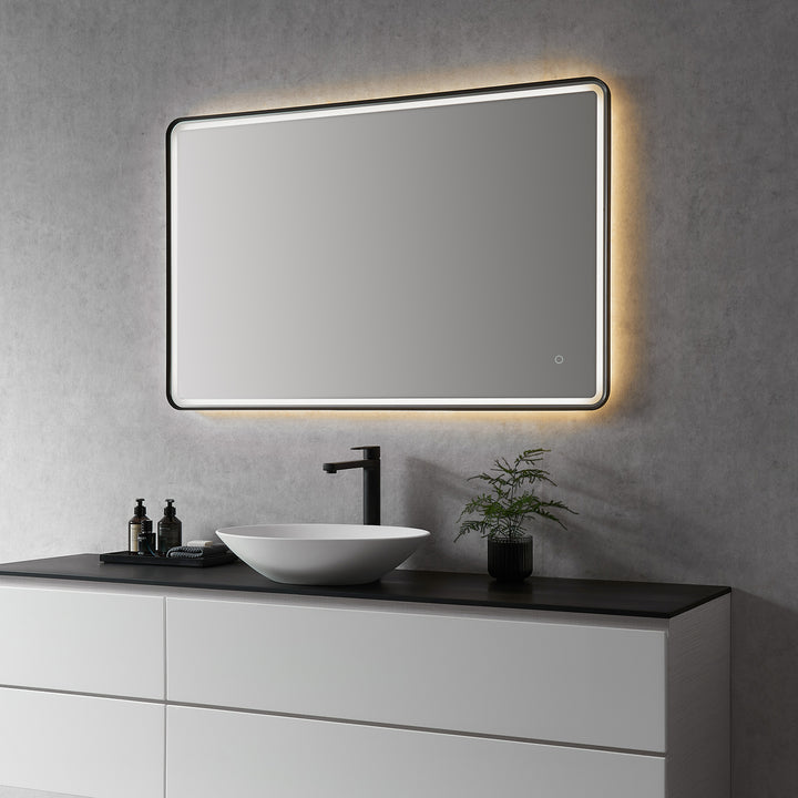 Viaggi Rectangle Framed in Modern Bathroom/Vanity LED Lighted Wall Mirror