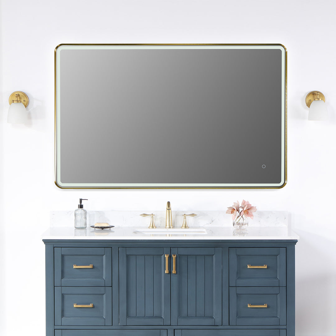 Viaggi Rectangle Framed in Modern Bathroom/Vanity LED Lighted Wall Mirror