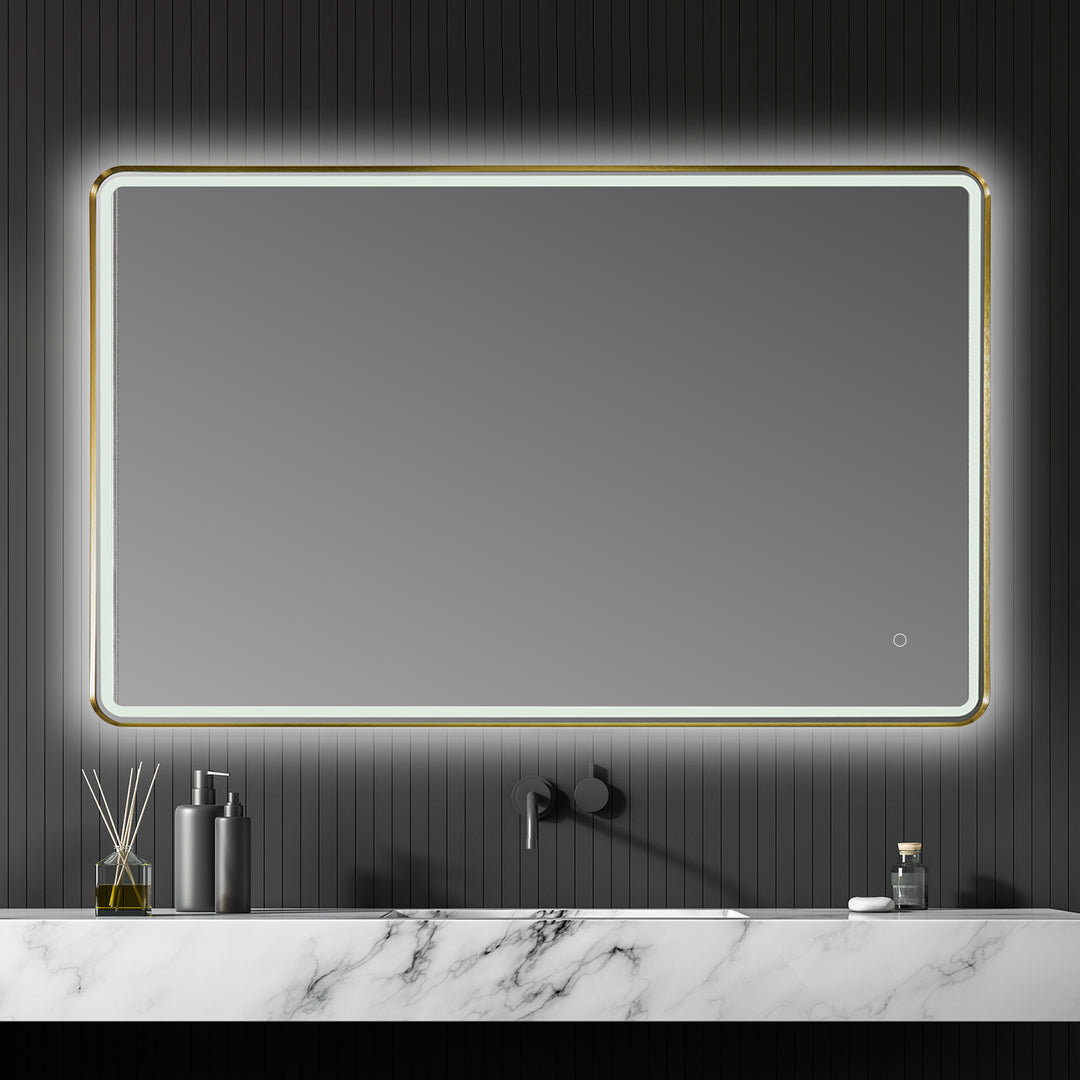 Viaggi Rectangle Framed in Modern Bathroom/Vanity LED Lighted Wall Mirror