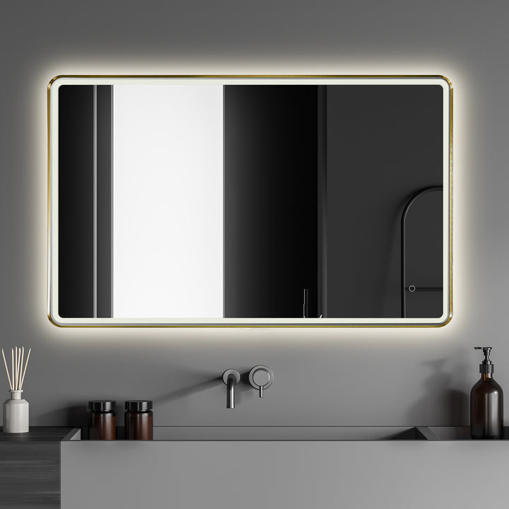 Viaggi Rectangle Framed in Modern Bathroom/Vanity LED Lighted Wall Mirror