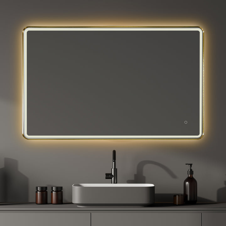 Viaggi Rectangle Framed in Modern Bathroom/Vanity LED Lighted Wall Mirror