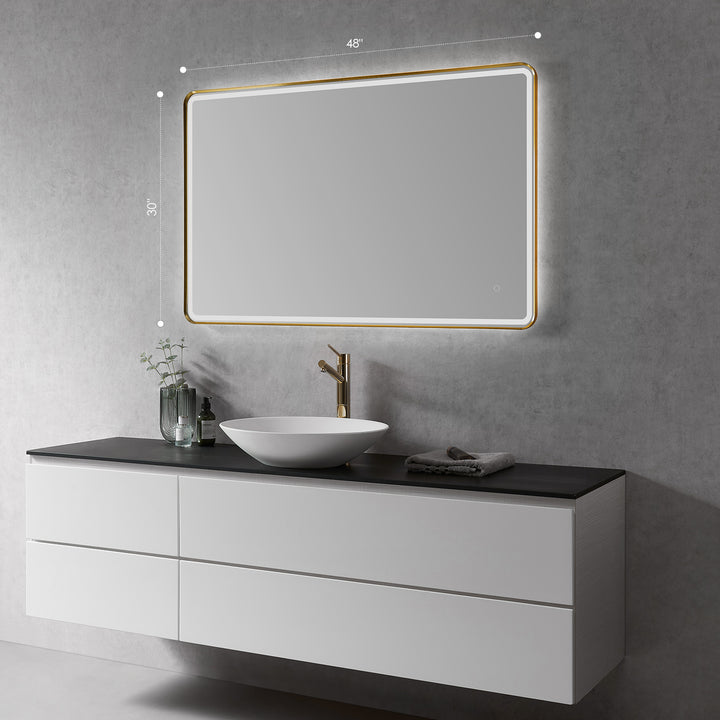 Viaggi Rectangle Framed in Modern Bathroom/Vanity LED Lighted Wall Mirror
