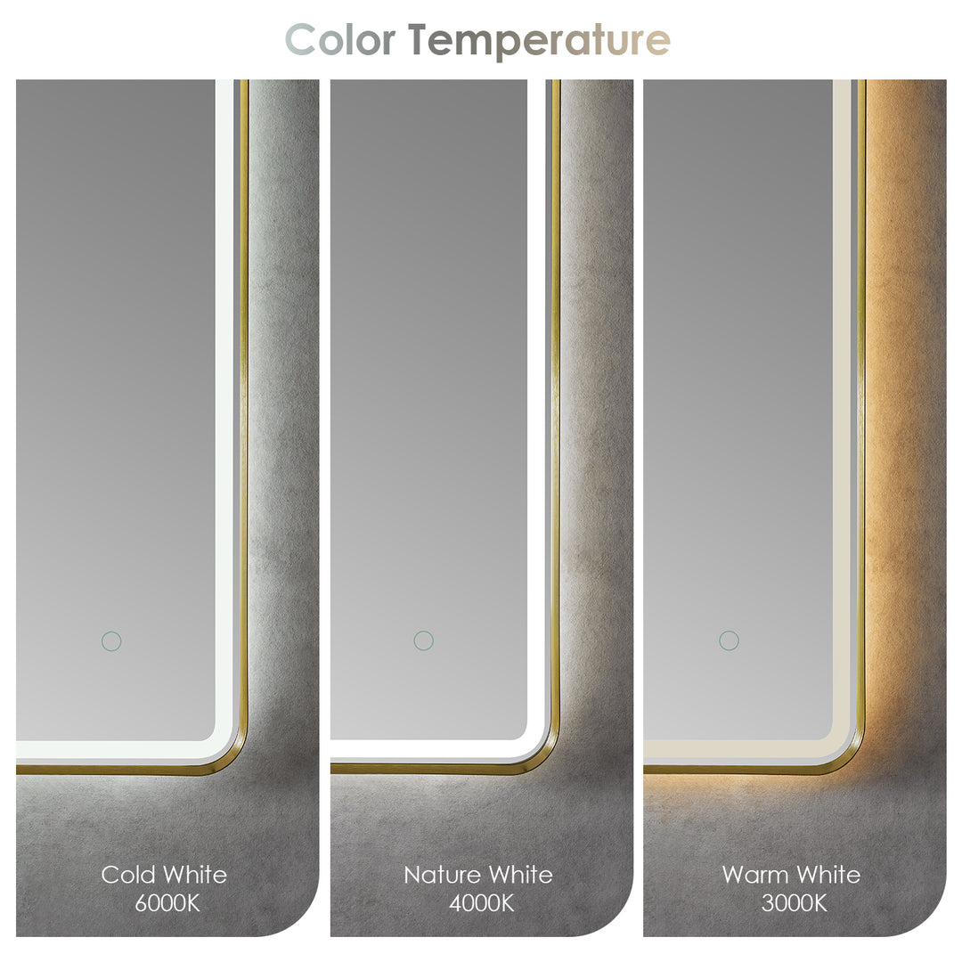 Viaggi Rectangle Framed in Modern Bathroom/Vanity LED Lighted Wall Mirror