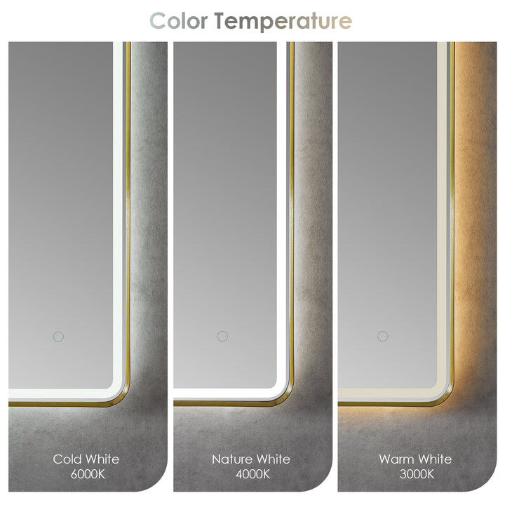 Viaggi Rectangle Framed in Modern Bathroom/Vanity LED Lighted Wall Mirror