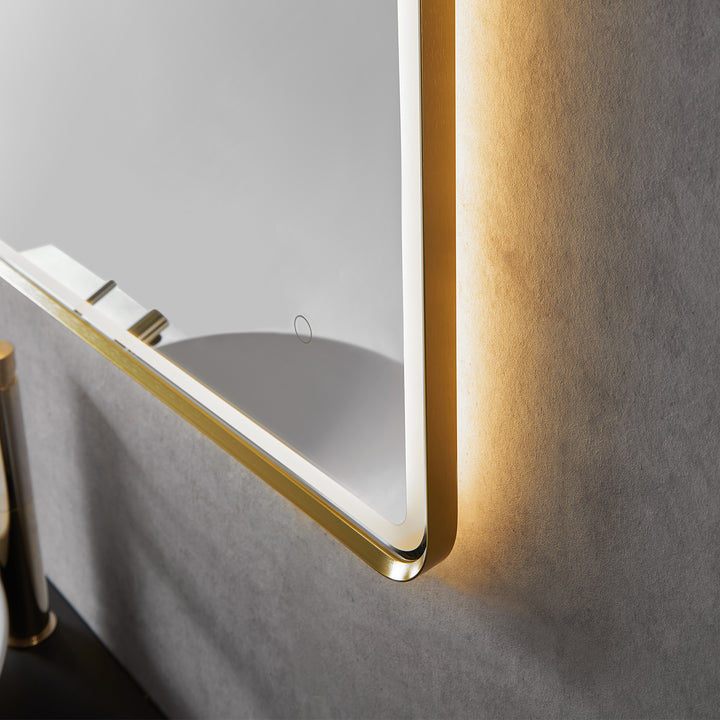 Viaggi Rectangle Framed in Modern Bathroom/Vanity LED Lighted Wall Mirror