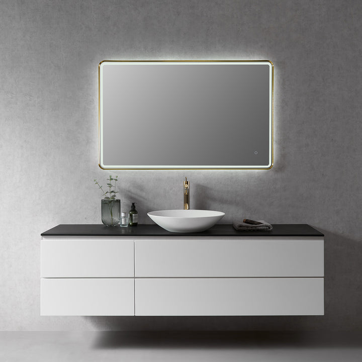 Viaggi Rectangle Framed in Modern Bathroom/Vanity LED Lighted Wall Mirror