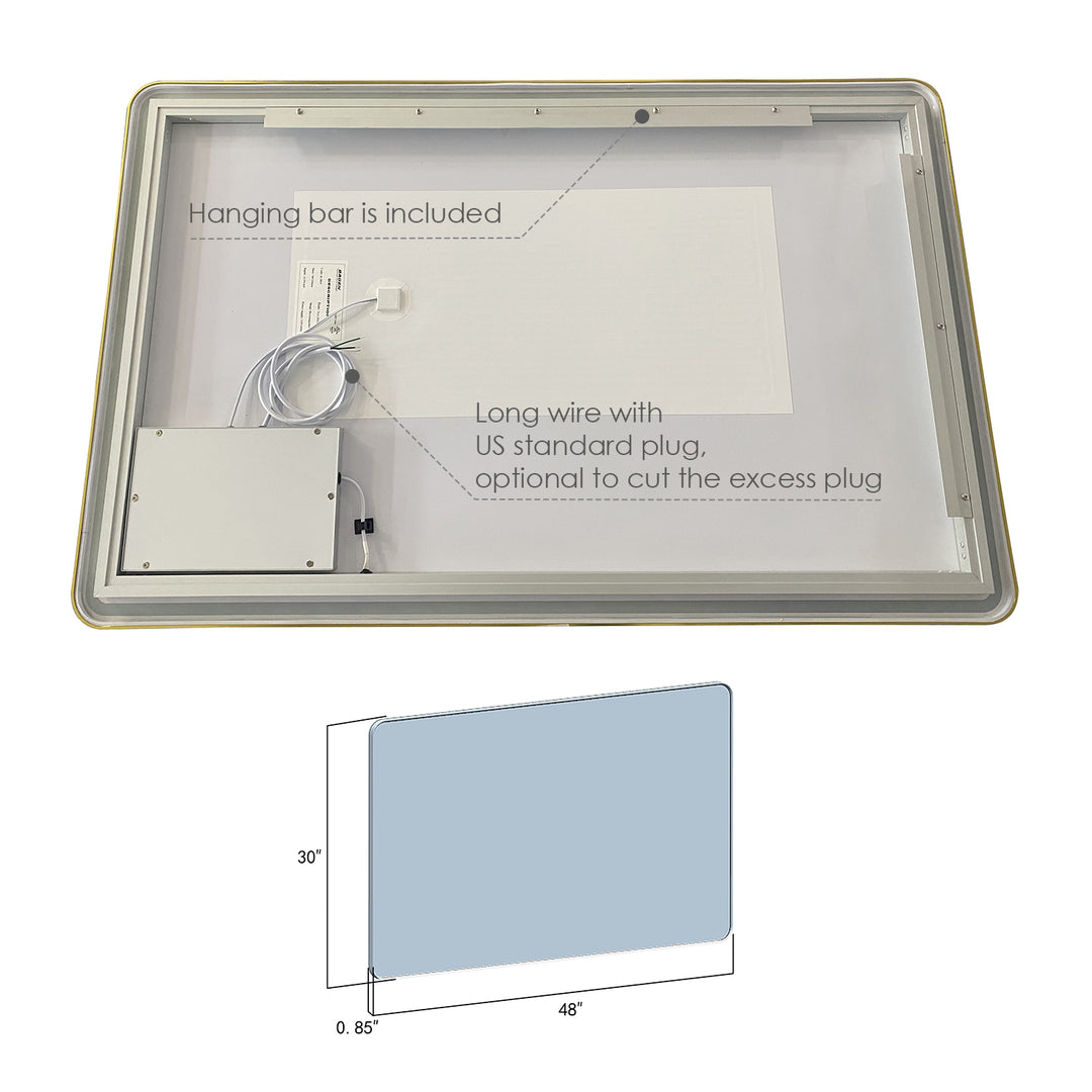 Viaggi Rectangle Framed in Modern Bathroom/Vanity LED Lighted Wall Mirror