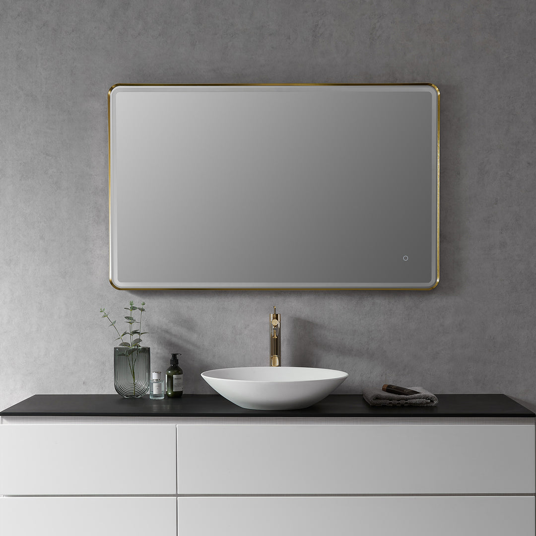 Viaggi Rectangle Framed in Modern Bathroom/Vanity LED Lighted Wall Mirror
