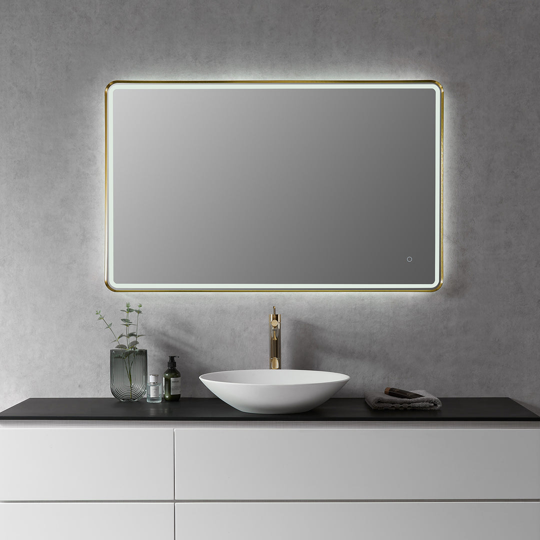 Viaggi Rectangle Framed in Modern Bathroom/Vanity LED Lighted Wall Mirror