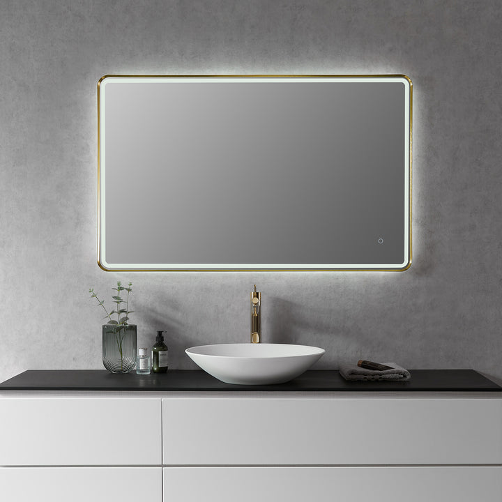 Viaggi Rectangle Framed in Modern Bathroom/Vanity LED Lighted Wall Mirror