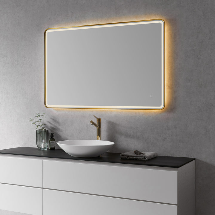 Viaggi Rectangle Framed in Modern Bathroom/Vanity LED Lighted Wall Mirror