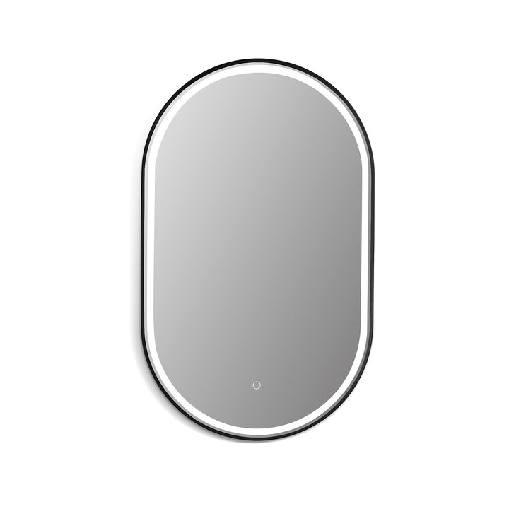 Oleggio Oval Modern Bathroom/Vanity LED Lighted Wall Mirror
 36" Framed in Matt Black Modern Bathroom/Vanity LED Lighted Wall Mirror