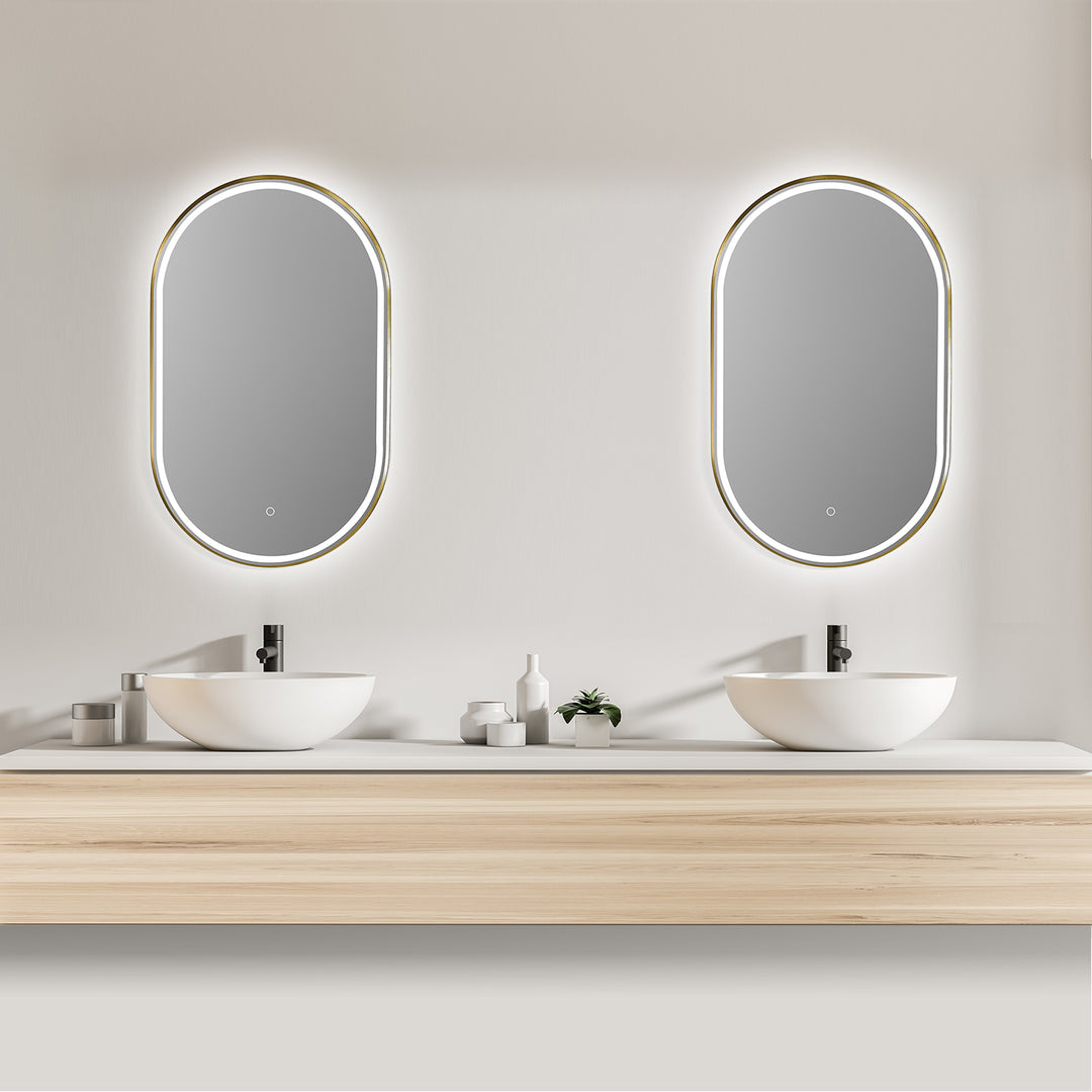 Oleggio Oval Modern Bathroom/Vanity LED Lighted Wall Mirror
 36" Framed in Matt Black Modern Bathroom/Vanity LED Lighted Wall Mirror