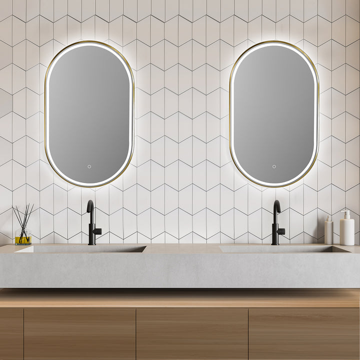 Oleggio Oval Modern Bathroom/Vanity LED Lighted Wall Mirror
 36" Framed in Matt Black Modern Bathroom/Vanity LED Lighted Wall Mirror