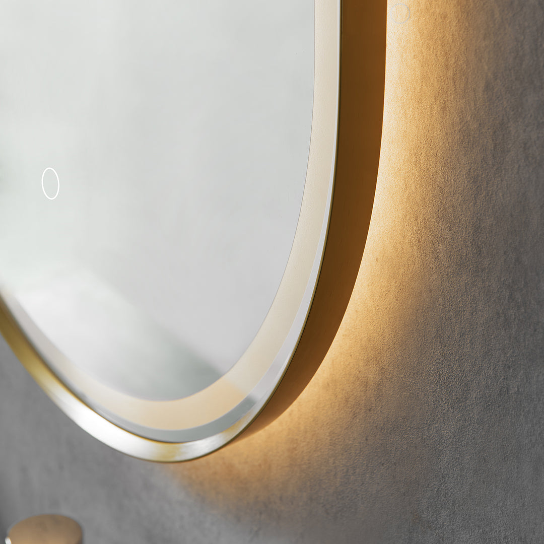 Oleggio Oval Modern Bathroom/Vanity LED Lighted Wall Mirror
 36" Framed in Matt Black Modern Bathroom/Vanity LED Lighted Wall Mirror