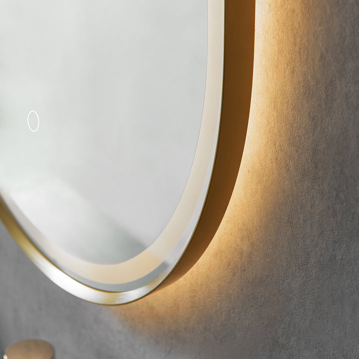 Oleggio Oval Modern Bathroom/Vanity LED Lighted Wall Mirror
 36" Framed in Matt Black Modern Bathroom/Vanity LED Lighted Wall Mirror