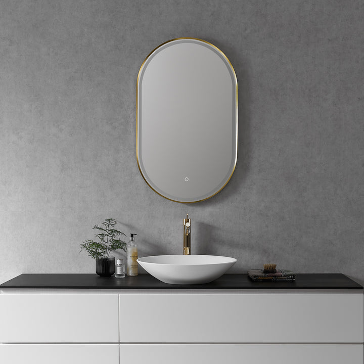 Oleggio Oval Modern Bathroom/Vanity LED Lighted Wall Mirror
 36" Framed in Matt Black Modern Bathroom/Vanity LED Lighted Wall Mirror