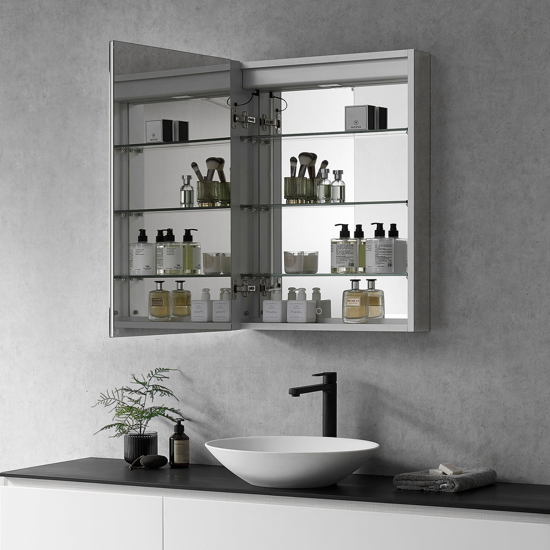 Catola Rectangle Frameless Surface-Mount/Recessed LED Lighted Bathroom Medicine Cabinet