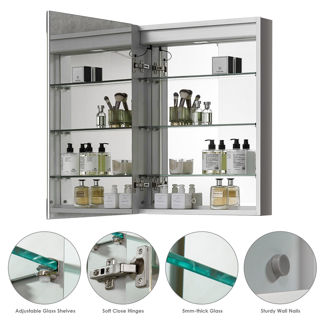 Catola Rectangle Frameless Surface-Mount/Recessed LED Lighted Bathroom Medicine Cabinet
