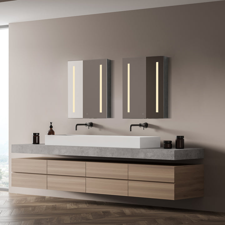 Catola Rectangle Frameless Surface-Mount/Recessed LED Lighted Bathroom Medicine Cabinet