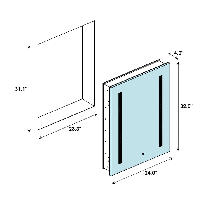 Catola Rectangle Frameless Surface-Mount/Recessed LED Lighted Bathroom Medicine Cabinet