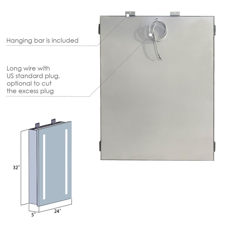 Catola Rectangle Frameless Surface-Mount/Recessed LED Lighted Bathroom Medicine Cabinet