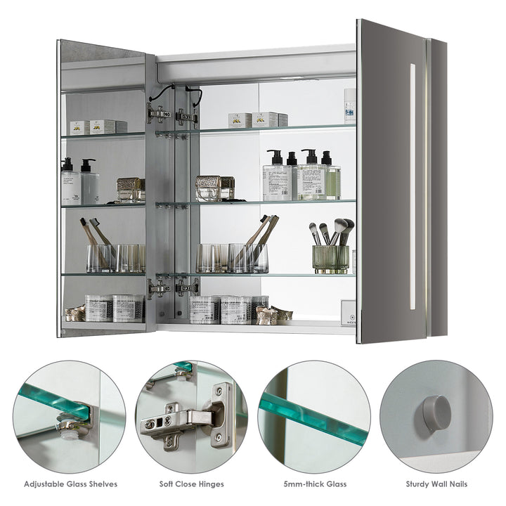 Catola Rectangle Frameless Surface-Mount/Recessed LED Lighted Bathroom Medicine Cabinet
