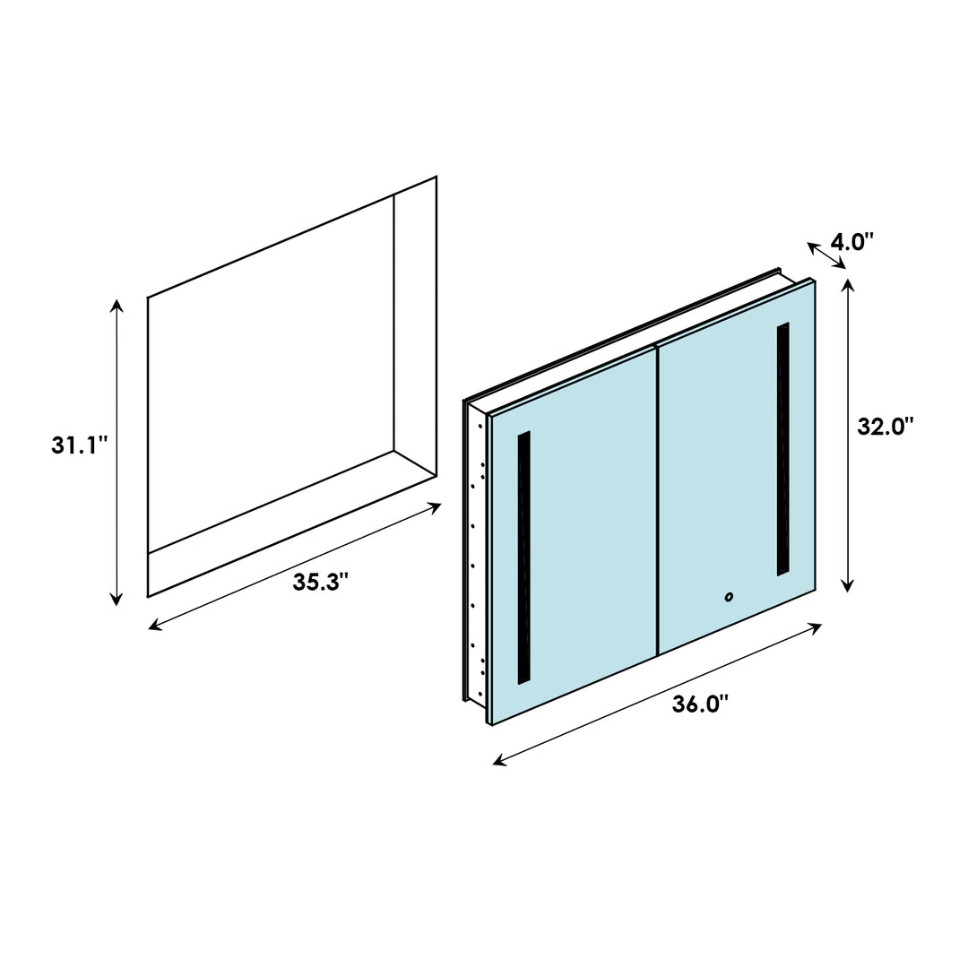 Catola Rectangle Frameless Surface-Mount/Recessed LED Lighted Bathroom Medicine Cabinet