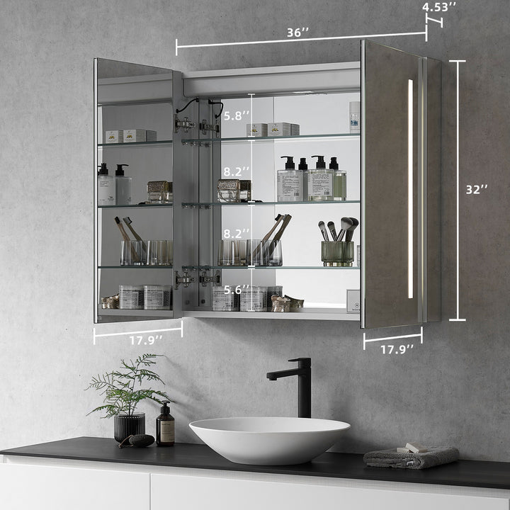 Catola Rectangle Frameless Surface-Mount/Recessed LED Lighted Bathroom Medicine Cabinet