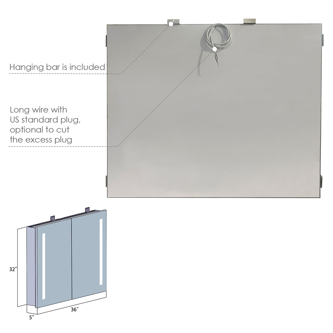 Catola Rectangle Frameless Surface-Mount/Recessed LED Lighted Bathroom Medicine Cabinet