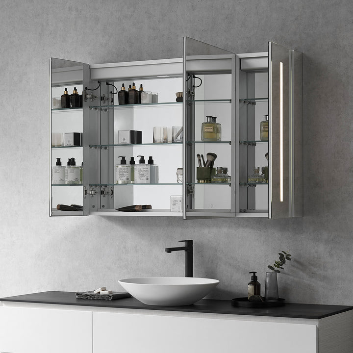 Catola Rectangle Frameless Surface-Mount/Recessed LED Lighted Bathroom Medicine Cabinet