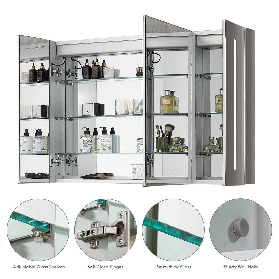 Catola Rectangle Frameless Surface-Mount/Recessed LED Lighted Bathroom Medicine Cabinet