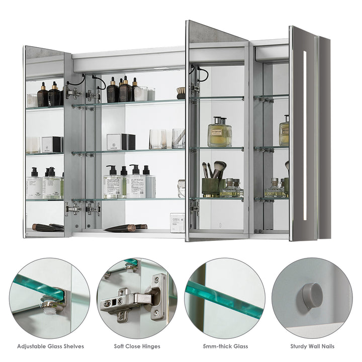 Catola Rectangle Frameless Surface-Mount/Recessed LED Lighted Bathroom Medicine Cabinet