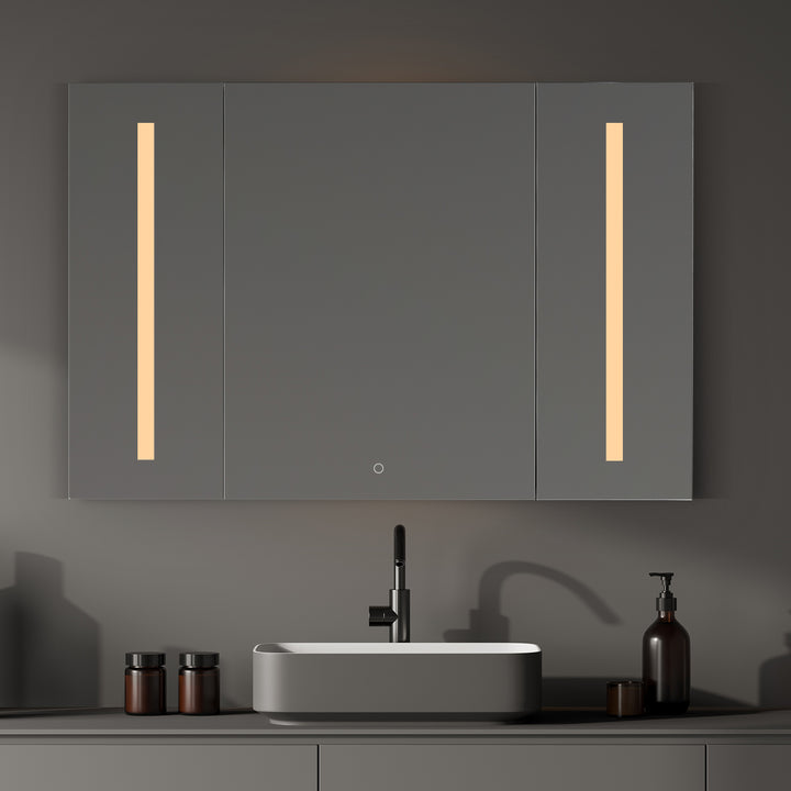 Catola Rectangle Frameless Surface-Mount/Recessed LED Lighted Bathroom Medicine Cabinet