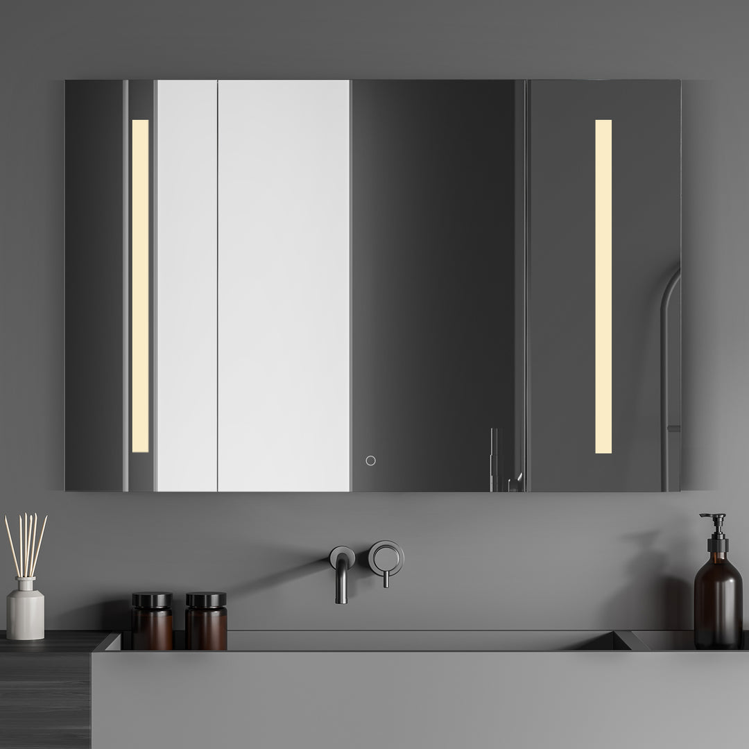 Catola Rectangle Frameless Surface-Mount/Recessed LED Lighted Bathroom Medicine Cabinet