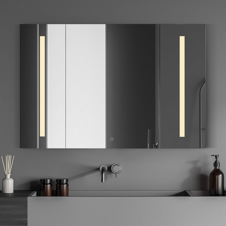 Catola Rectangle Frameless Surface-Mount/Recessed LED Lighted Bathroom Medicine Cabinet