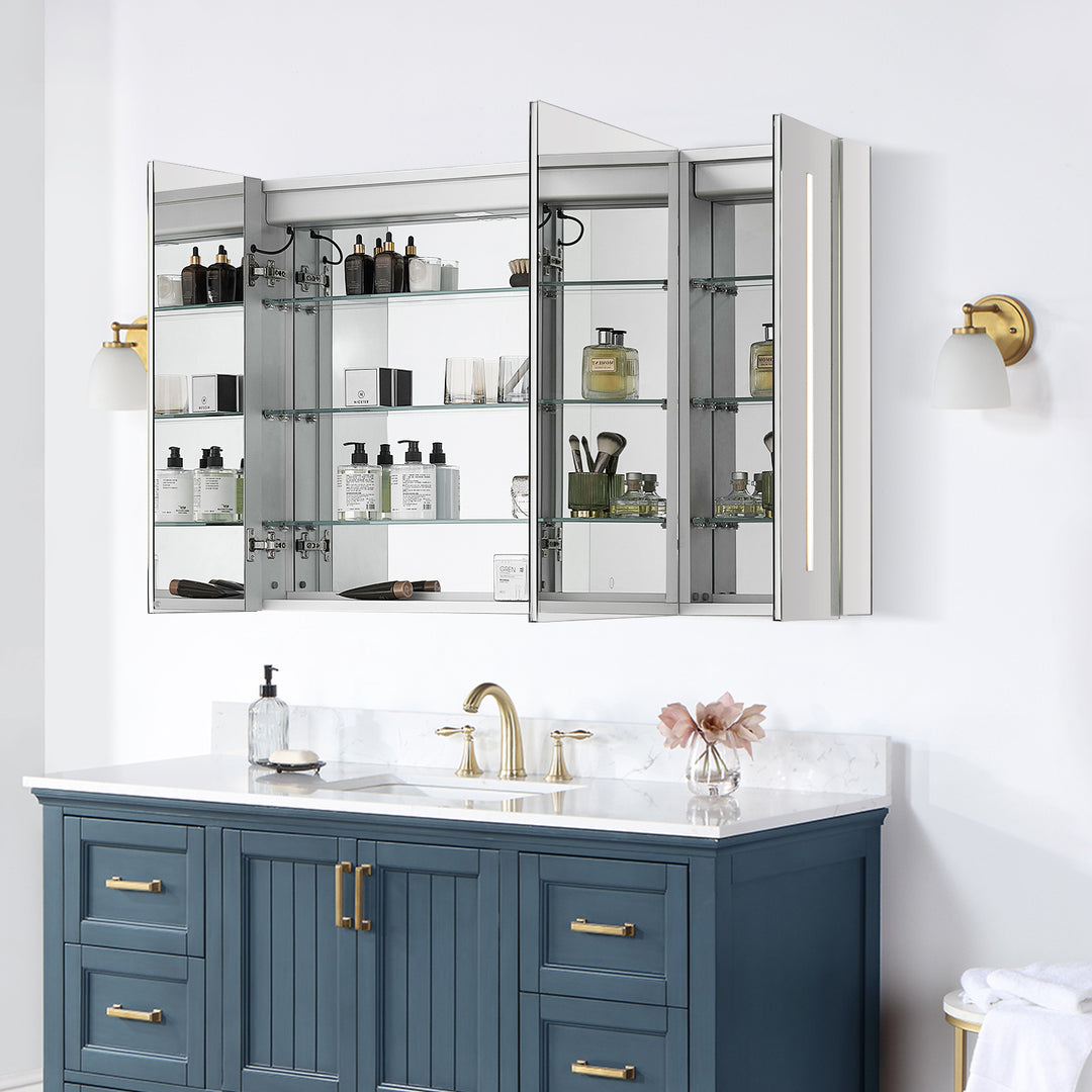 Catola Rectangle Frameless Surface-Mount/Recessed LED Lighted Bathroom Medicine Cabinet