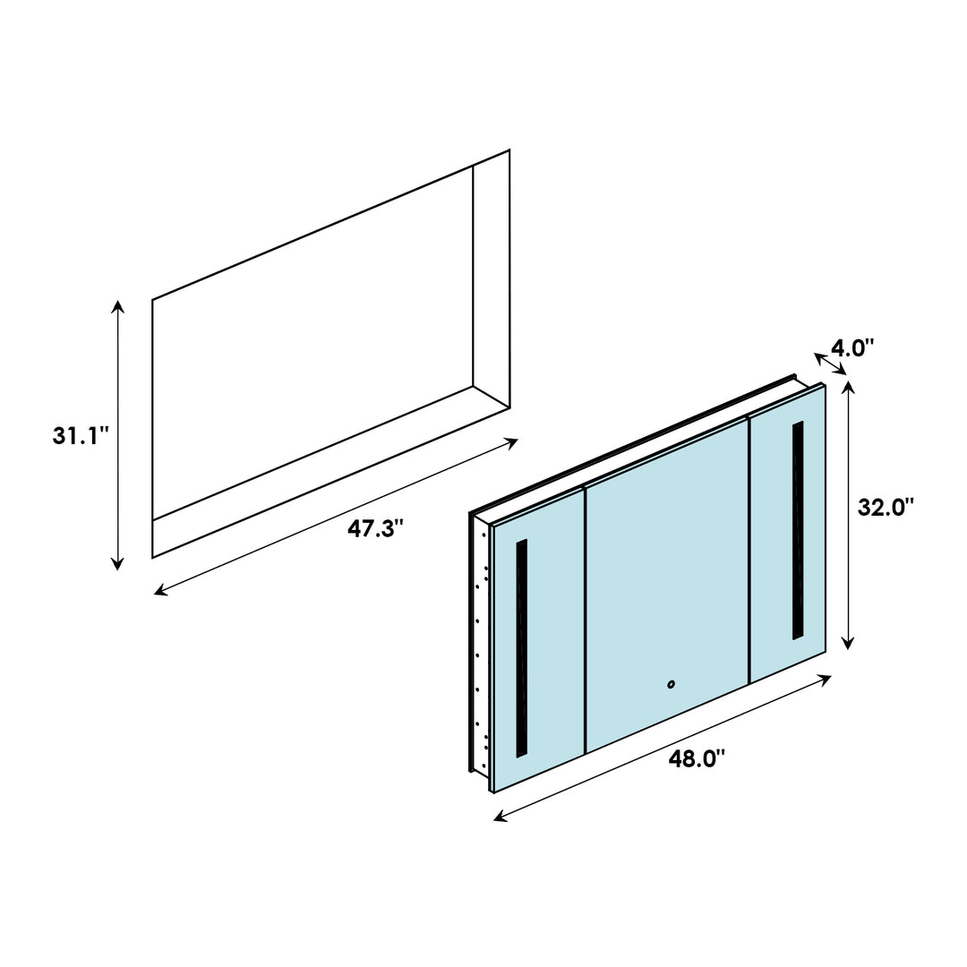 Catola Rectangle Frameless Surface-Mount/Recessed LED Lighted Bathroom Medicine Cabinet