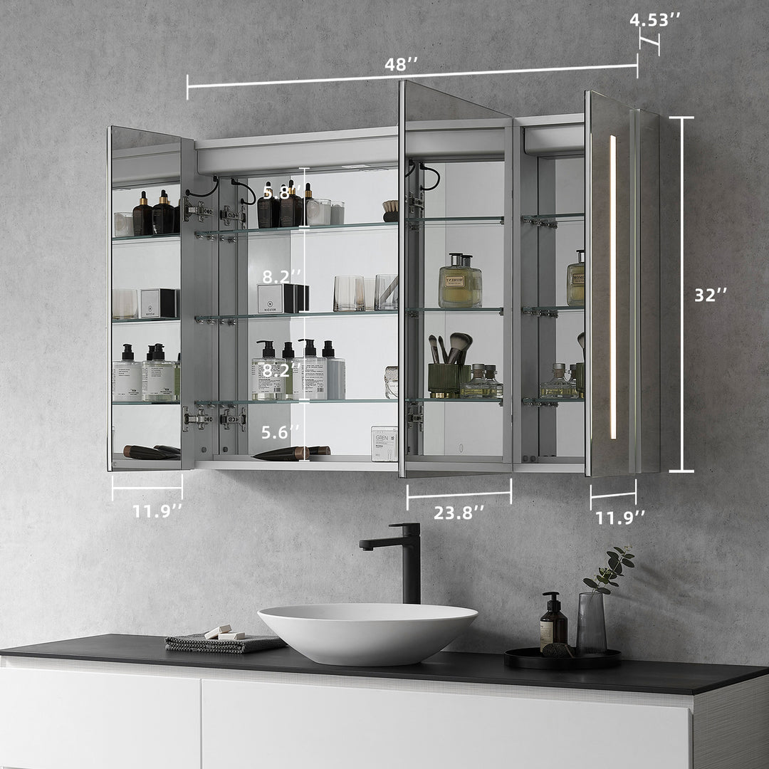 Catola Rectangle Frameless Surface-Mount/Recessed LED Lighted Bathroom Medicine Cabinet