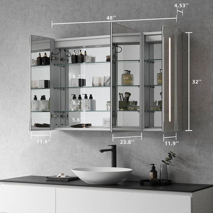 Catola Rectangle Frameless Surface-Mount/Recessed LED Lighted Bathroom Medicine Cabinet