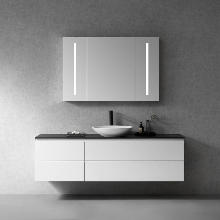 Catola Rectangle Frameless Surface-Mount/Recessed LED Lighted Bathroom Medicine Cabinet